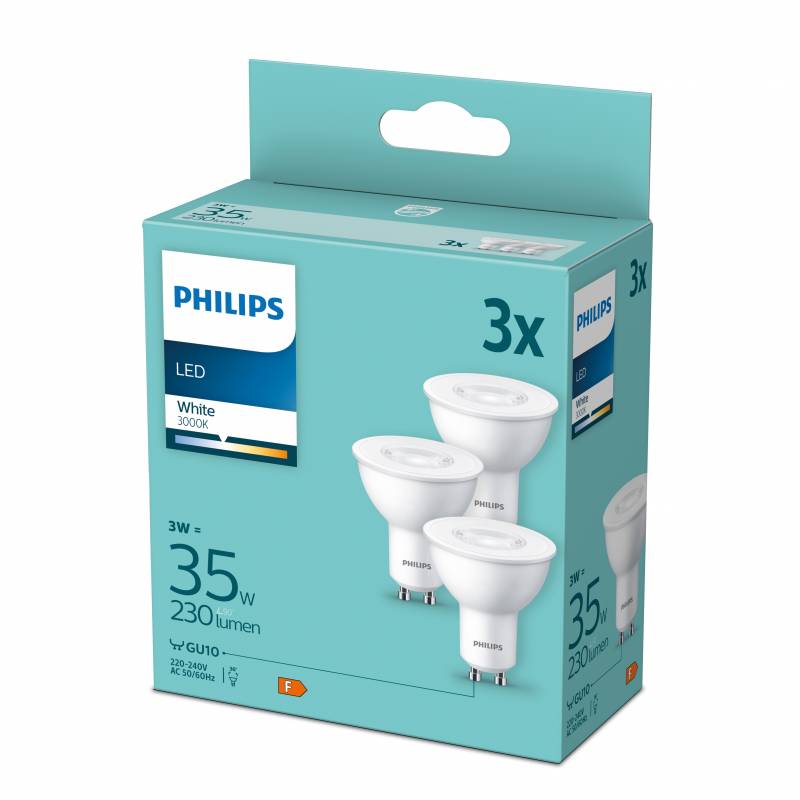 Philips LED 35W GU10 WH 230V 36D ND 3PF/8 DISC, 3 stk pakning