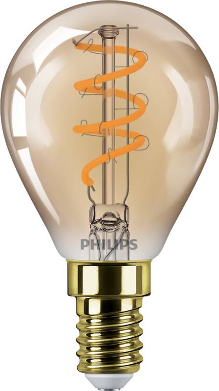 Philips LED Filament kertep&aelig;re 15 W P45 E14 gylden