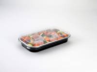 Låg dome t/foliebakke sort/alu 650ml & 940ml 100stk/ps A-PET