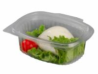 Plastbakke m/hængslet låg oval A-PET 375ml V00511P 50stk/ps