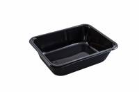 C-PET Plastbakke 1-rum firkantet 1660 ml sort