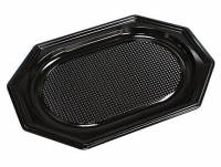 Cateringfad sort plast 35x25cm oval 10x10stk/kar A-PET lille