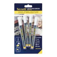 Securit Kridt marker penne 1-2mm hvid, sæt med 4 stk