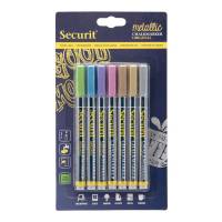 Securit Chalkmarker 1-2mm metallic farver, pakke a 7 stk