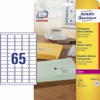 Avery L7551-25 etiketter til laser 38,1x21,2mm transparente