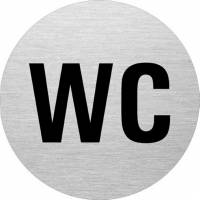 Skilt WC alu med sort skrift Ø75mm