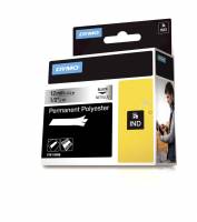 Dymo RhinoPro permanent polytape 12mm x 5,5m sort på metal
