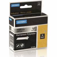 Dymo RhinoPro permanent polytape 19mm x 5,5m sort på metal
