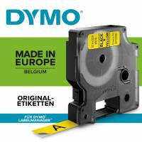 Dymo labeltape D1 19mm 45808 sort på gul