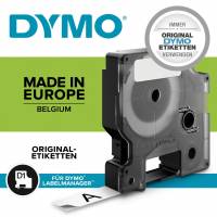 Dymo labeltape D1 24mm 53721 hvid på sort