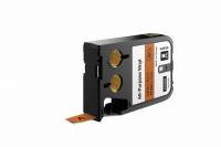 Dymo XTL vinyl labeltape 12mm, sort på orange