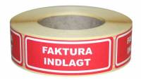 Etiketter med tryk "Faktura indlagt" 24 x 64,6mm