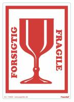 Etiketter med tryk "Forsigtig, glas" 150x210mm, 250 stk