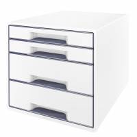 Leitz WOW skuffekabinet Cube med 4 skuffer hvid og grå