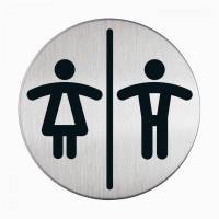 Durable toiletskilt selvklæbende Dame & Herre Ø83mm rustfrit stål