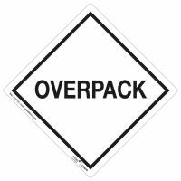 Fareetiket Overpack hvid/sort 100x100mm, 250 stk på rulle