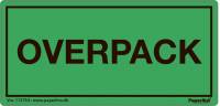 Fareetiket Overpack grøn/sort 50x100mm, 250 stk på rulle