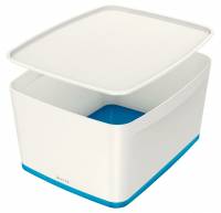 Leitz MyBox opbevaringsboks large med låg hvid og blå