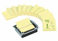 Post-it Z-notes recycled gul 12 blokke + 1 Millenium dispenser