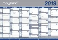 Mayland vægkalender 2x6mdr. papir 100x70cm 19064000
