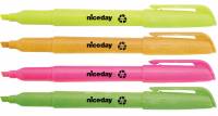 Niceday tekstmarker i penneform, sæt med 4 farver