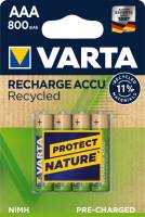 Varta Recharge AAA Recycled batterier 800mAh, pakke med 4 stk