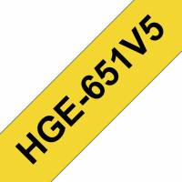 Brother labeltape HGe-651V5 24mm sort på gul