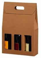 Vinkarton gaveæske til 3 flasker brun