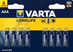 Varta Longlife AAA batterier, pakke med 8 stk