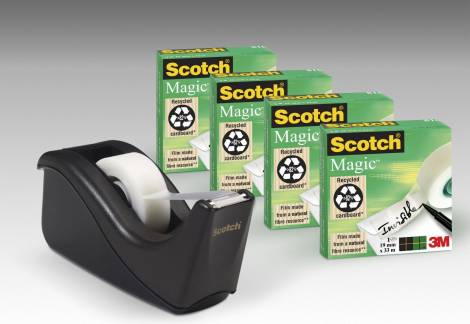 Scotch Magic tape 4 ruller 19mmx33m + 1 3M tapedispenser gratis