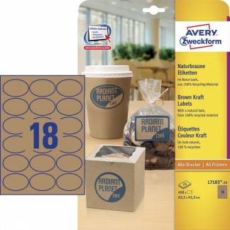 Avery produkt etiket oval L7103-25, 63,5x42,3mm