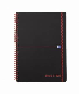 Oxford Black n´Red PP notesbog A4 kvadreret