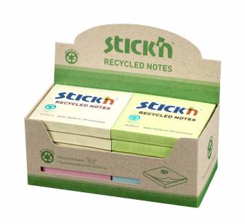 Stick'N notes genbrugsblokke 76x76mm, 4 ass farver