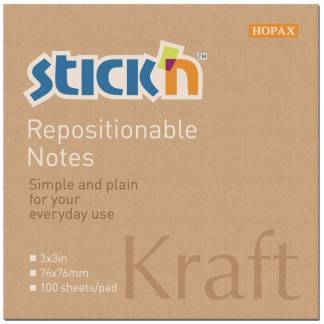 Stick'N notes genbrugsblok 76x76mm brun