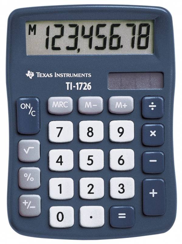 Texas lommeregner TI 1726 skråtstillet 8-cifret display