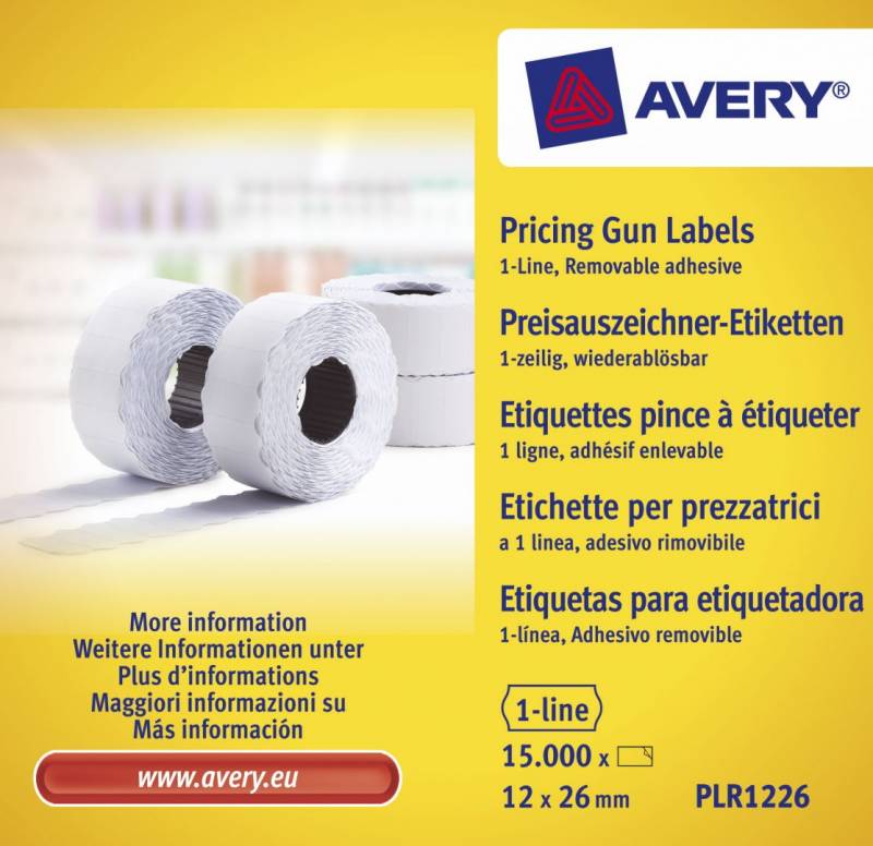 Avery prisetiketter til Single Line 26x12mm PLR1226 aftagelig hvid 