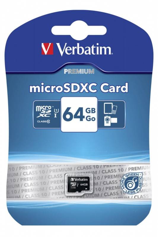 Verbatim Micro SDXC Card 64GB Class 10 w/adaptor