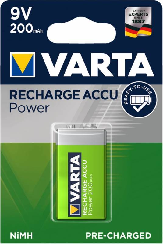 Varta Recharge Power 9V batteri 200mAh Svanemærket
