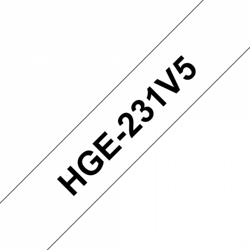 Brother labeltape HGe-231V5 12mm sort på hvid