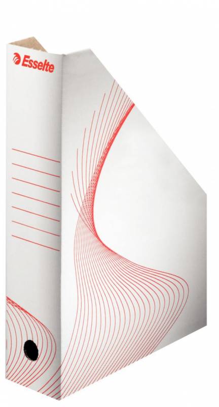 Esselte tidsskriftskassette i pap A4 hvid med rødt tryk 305x230mm