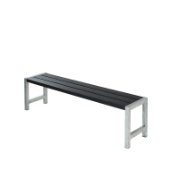 Plankeb&aelig;nk 176 cm med sort n&aring;letr&aelig; og st&aring;l stel