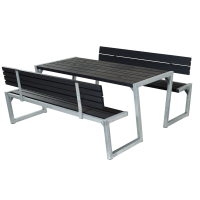 Zigma bord/b&aelig;nkes&aelig;t med 2 rygl&aelig;n 176 cm sort