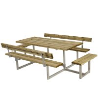 Basic bord/b&aelig;nkes&aelig;t med 2 rygl&aelig;n og 2 p&aring;bygninger 260 cm trykimpr&aelig;gneret