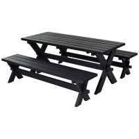 Nostalgi plankes&aelig;t med bord og 2 b&aelig;nke 177 cm sort