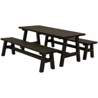 Country plankes&aelig;t med bord og 2 b&aelig;nke 177 cm sort