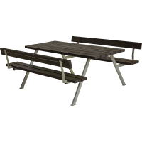 Alpha bord/b&aelig;nkes&aelig;t med 2 rygl&aelig;n 177 cm RePlast sort