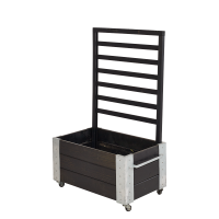 Cubic blomsterkasse med espalier og hjul 87×50×130cm sort