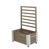 Cubic blomsterkasse med espalier og hjul 87×50×130cm gråbrun