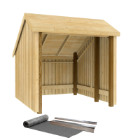 Cykelskur med &aring;ben front 5,7 m&sup2; inkl. tagpap/alulister natur