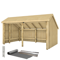 Multi havehus &aring;ben 10,5 m&sup2; inkl. tagpap/alulister/H-stolpef&oslash;dder